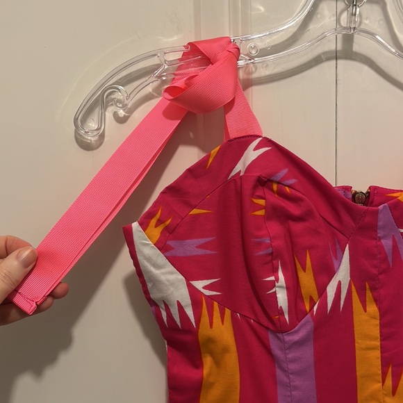 True Fond Ghana Colorful Zig Zag Print Dress with Bows & Tulle - Picture 3 of 16